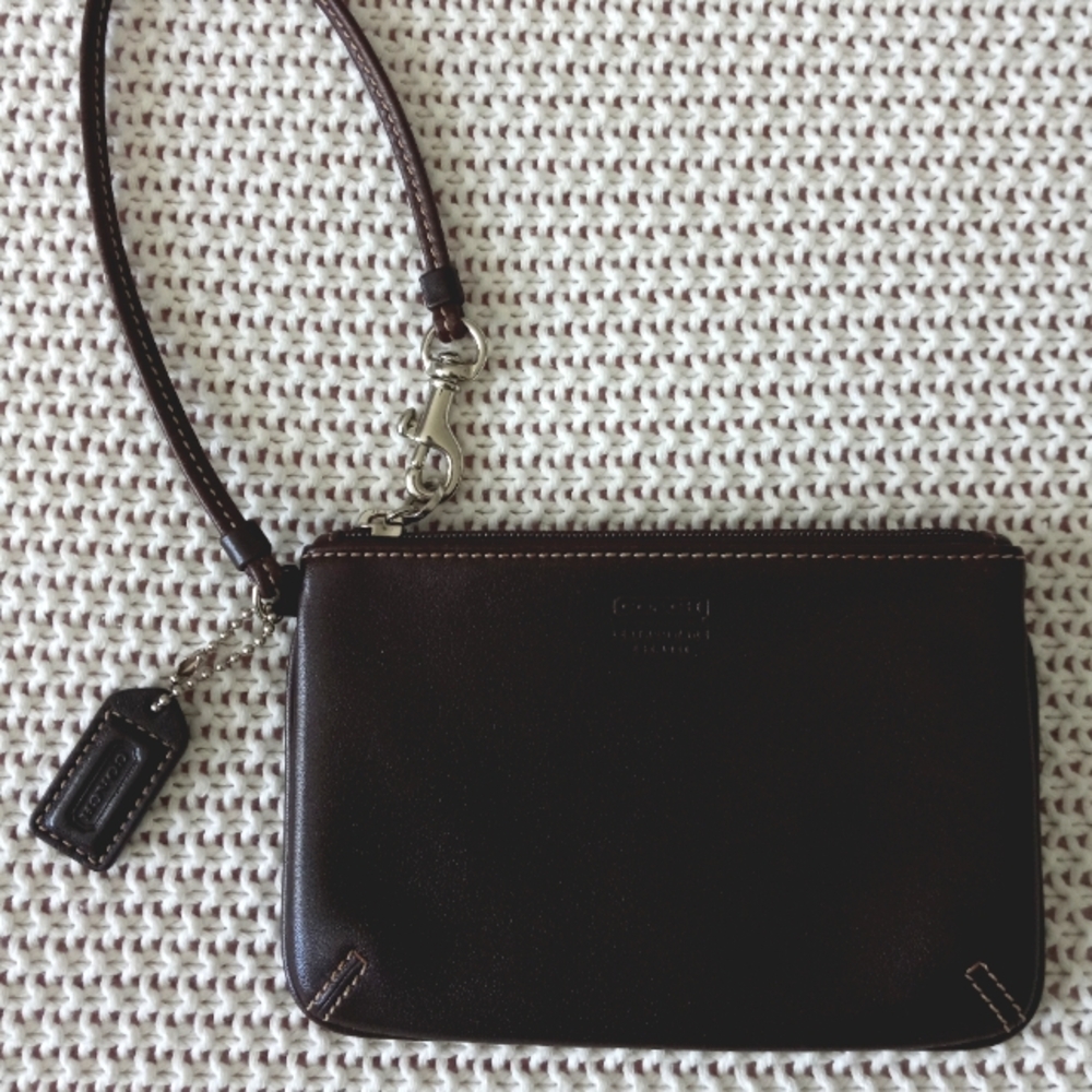 Dark Brown Leather Coach Wristlet